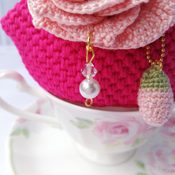 バラのがま口　レース編み　ベビーピンク　エレガント　スワロフスキ‐　バラ好きな方向け　プレゼントに最適　コロンコロン 7枚目の画像