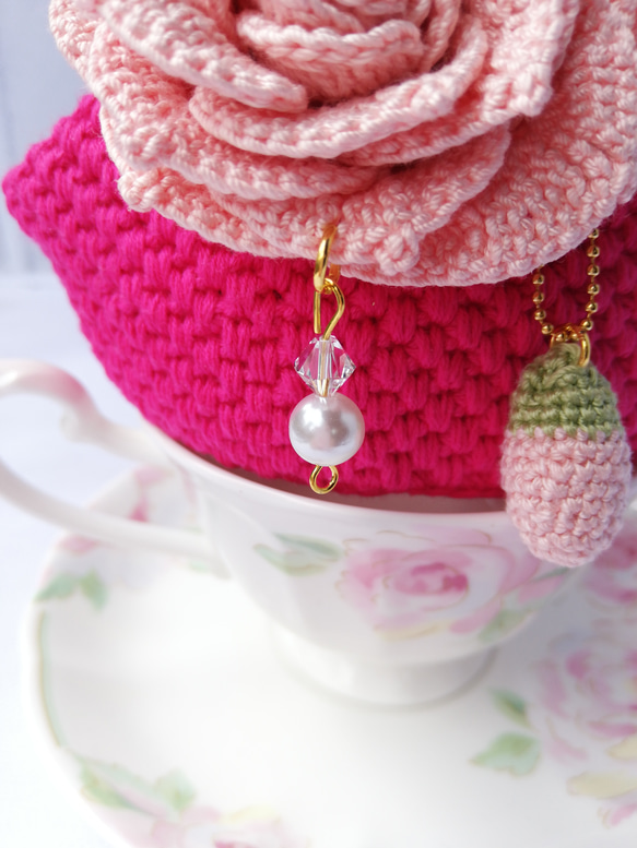 バラのがま口　レース編み　ベビーピンク　エレガント　スワロフスキ‐　バラ好きな方向け　プレゼントに最適　コロンコロン 7枚目の画像
