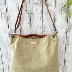 日本製 Zess fino 国産 トートバッグ ショルダーバッグ 本革使用2WAY パラフィン、バイオ加工Ｂ×Ｂ 6枚目の画像