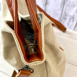 日本製 Zess fino 国産 トートバッグ ショルダーバッグ 本革使用2WAY パラフィン、バイオ加工Ｂ×Ｂ 7枚目の画像