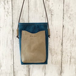 日本製Zess fino スマホポーチ 　サコッシュ　本革使用　 　 色の組み合わせ自由　遊び心たっぷり　受注製作 4枚目の画像