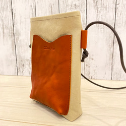 日本製Zess fino スマホポーチ 　サコッシュ　本革使用　 　 色の組み合わせ自由　遊び心たっぷり　受注製作 7枚目の画像