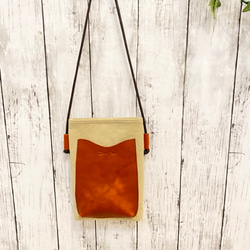 日本製Zess fino スマホポーチ 　サコッシュ　本革使用　 　 色の組み合わせ自由　遊び心たっぷり　受注製作 8枚目の画像