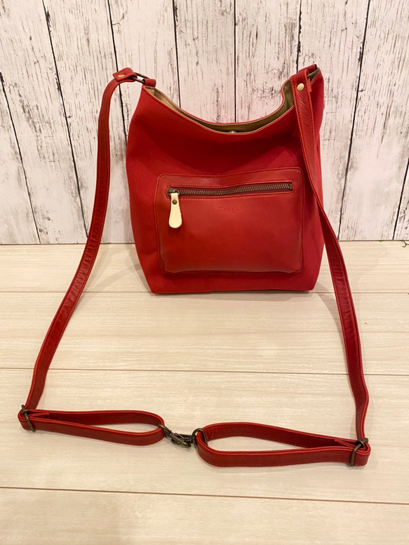 国産ゼスフィーノ　手提げ　ショルダー　リュック　 斜め掛け　4way❗️❗️  帆布と牛革のコンビ色の組み合わせ自由 10枚目の画像