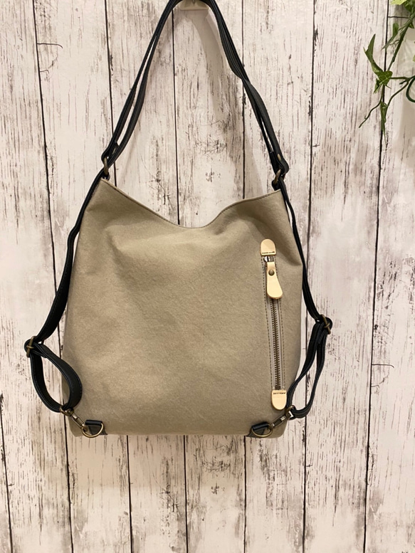 国産ゼスフィーノ　手提げ　ショルダー　リュック　 斜め掛け　4way❗️❗️  帆布と牛革のコンビ色の組み合わせ自由 2枚目の画像