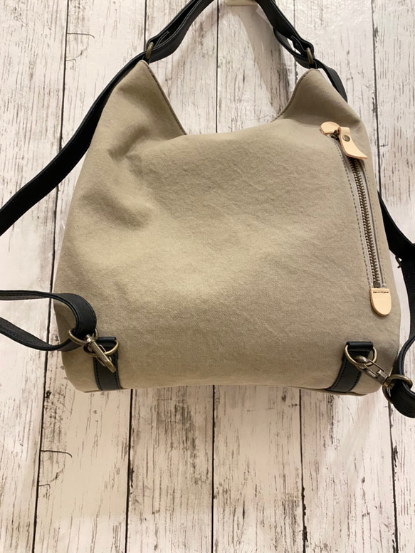 国産ゼスフィーノ　手提げ　ショルダー　リュック　 斜め掛け　4way❗️❗️  帆布と牛革のコンビ色の組み合わせ自由 3枚目の画像