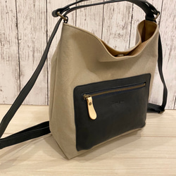 国産ゼスフィーノ　手提げ　ショルダー　リュック　 斜め掛け　4way❗️❗️  帆布と牛革のコンビ色の組み合わせ自由 4枚目の画像