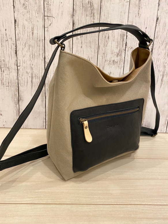 国産ゼスフィーノ　手提げ　ショルダー　リュック　 斜め掛け　4way❗️❗️  帆布と牛革のコンビ色の組み合わせ自由 4枚目の画像