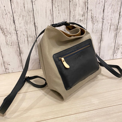 国産ゼスフィーノ　手提げ　ショルダー　リュック　 斜め掛け　4way❗️❗️  帆布と牛革のコンビ色の組み合わせ自由 5枚目の画像