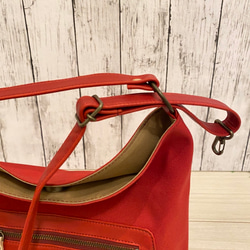 国産ゼスフィーノ　手提げ　ショルダー　リュック　 斜め掛け　4way❗️❗️  帆布と牛革のコンビ色の組み合わせ自由 9枚目の画像