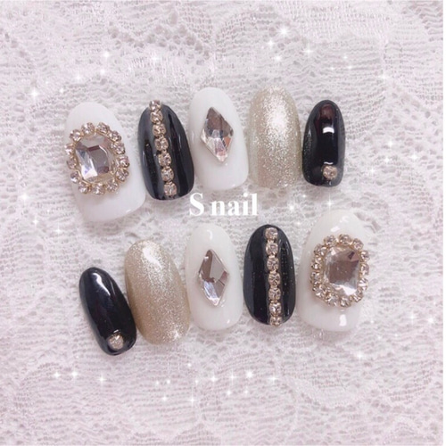 173 〗ネイルチップ ストーンネイル ドットネイル リボンネイル Y2K  