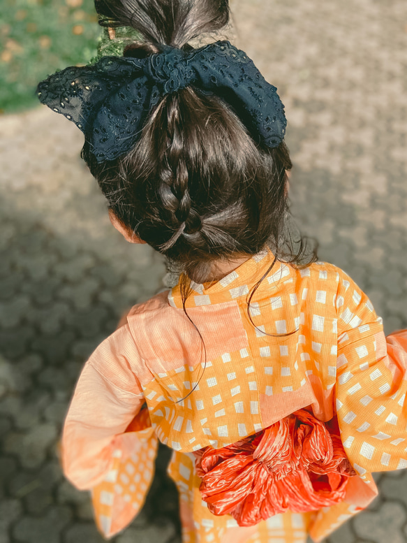 フランスレースのバタフライリボンヘアゴム　 7枚目の画像