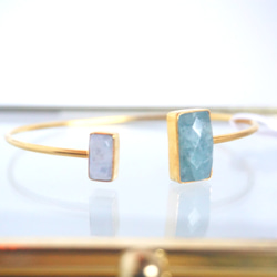 moonstone × Aquamarine bangle /ムーンストーン　アクアマリンバングル　天然石バングル 1枚目の画像