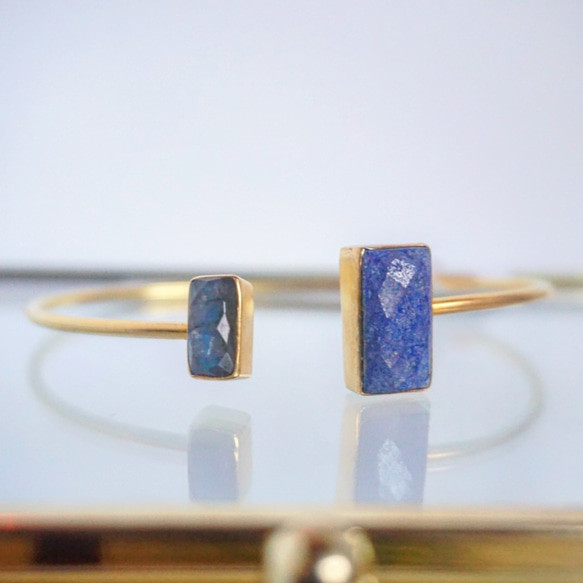 Labradorite × lapislazuri bangle ラブラドライト ラピスラズリバングル　天然石バングル 1枚目の画像