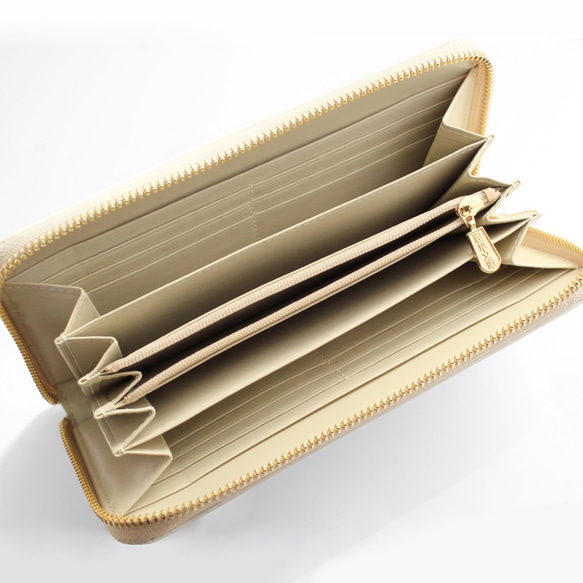 浅草文庫　ラウンド長財布　牛革（文庫革）　大容量　花菱柄　ワイン【470204】 文庫革