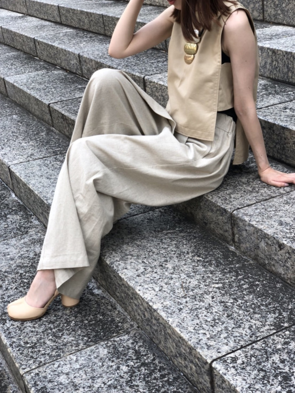 High Waist Tack Linen Pants　（ハイウエストタックリネンパンツ） 5枚目の画像