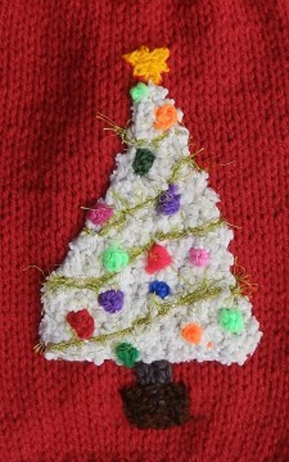 わんニット（クリスマスツリー赤大） 1枚目の画像