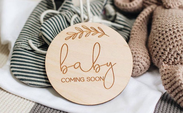 木製プレート　baby COMING SOON♡ 1枚目の画像