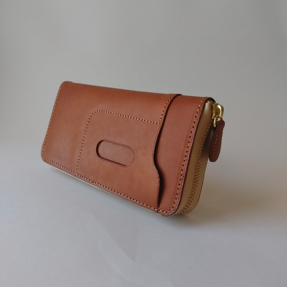 ヌメ革レザー 長財布 ラウンドファスナー田中革具 ヌメ革レザー 長財布 ラウンドファスナー田中革具 ヌメ革レザー 長財布