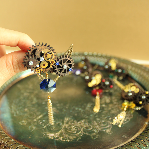 本当に廻る歯車☆星屑の歯車ブローチ（全5色）Swarovski crystal使用