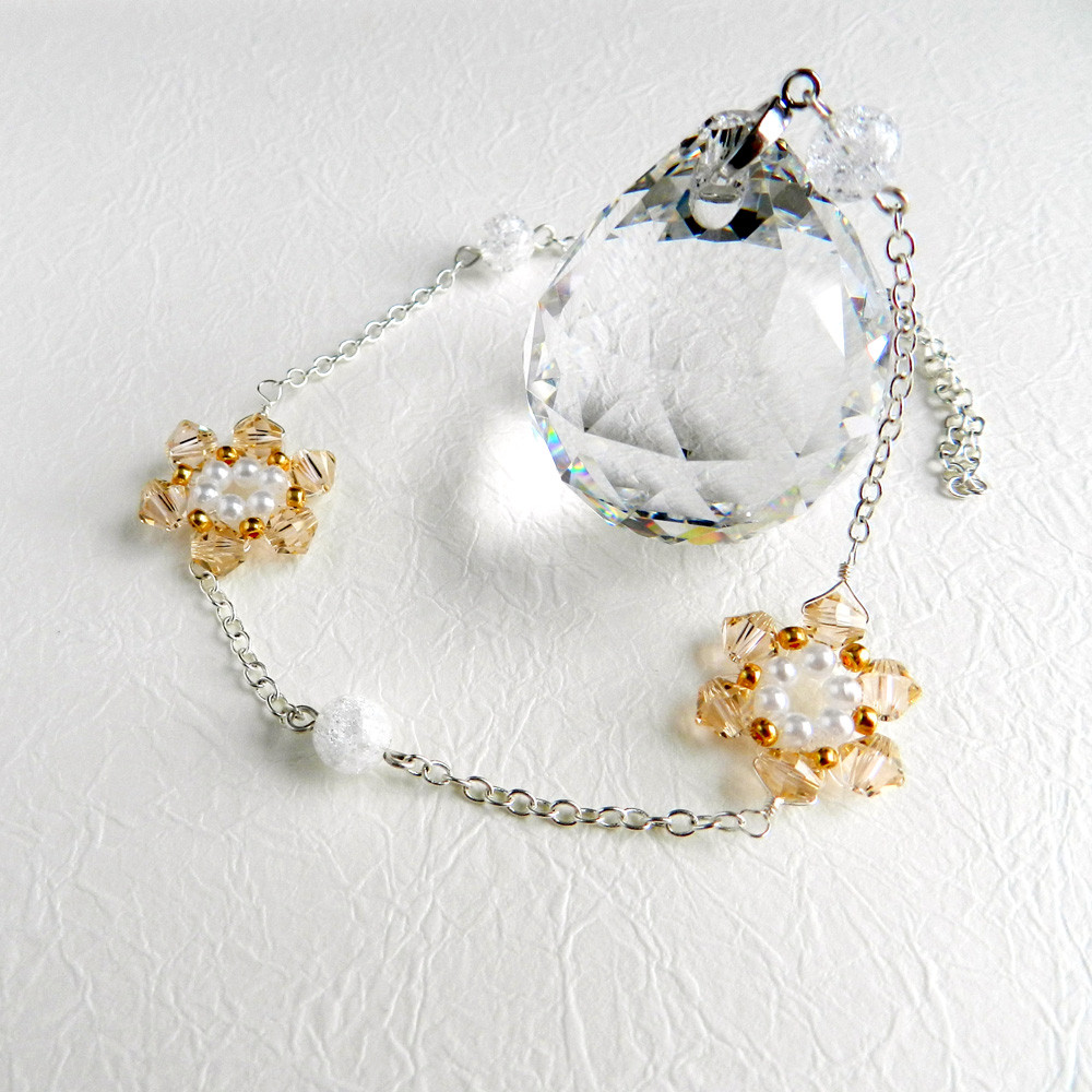 華のサンキャッチャー（全4色）高級クリスタル使用