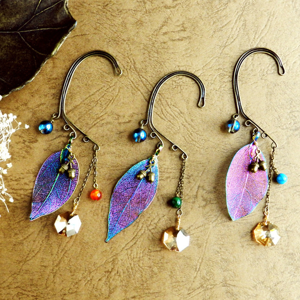 剩下1分★Swaro和Rainbow Leaf的耳鉤（全部三種顏色）“成人萬聖節” 第1張的照片