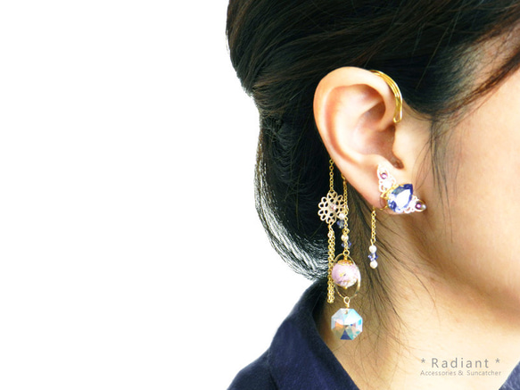 Shizuku earcuff ☆施華洛世奇水晶（紫水晶）[Made-to-order] 第4張的照片