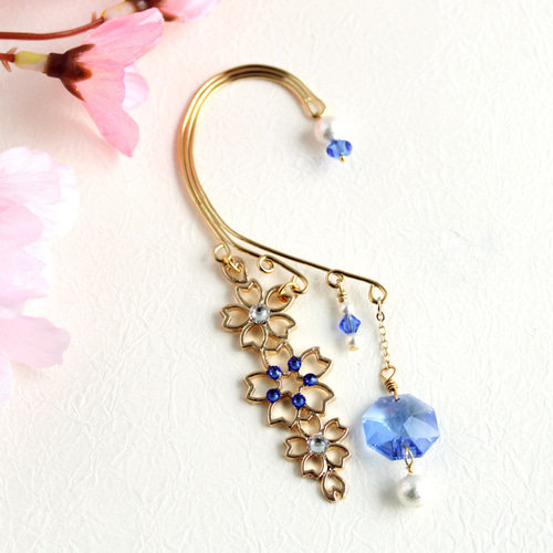 痛くない、落ちない☆舞桜のイヤーフック(Swarovski crystal使用