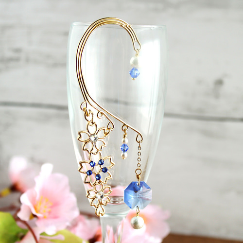 痛くない、落ちない☆舞桜のイヤーフック(Swarovski crystal使用