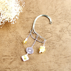 方形水晶耳鉤（銀色：黃色）配施華洛世奇水晶 第2張的照片
