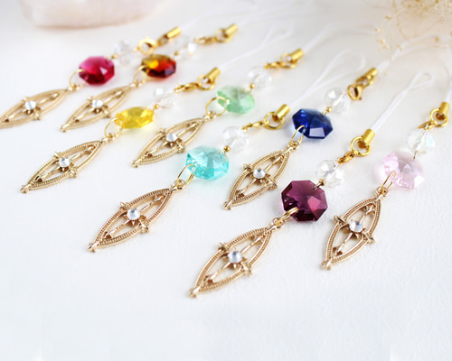 オクタゴンのサンキャッチャーストラップ（全8色）Swarovski