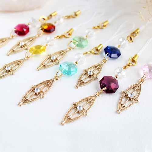 オクタゴンのサンキャッチャーストラップ（全8色）Swarovski