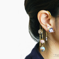 Creema限量套裝★吉祥耳環耳環和2耳套（紫色）施華洛世奇水晶 第4張的照片