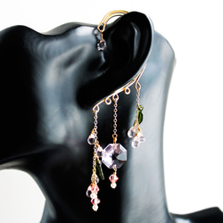 秋果耳鉤，配捷克珠和施華洛世奇水晶（粉紅色） 第2張的照片