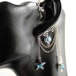 百慕大藍星和 Aqua Aura Planet 耳鉤（銀色） 第3張的照片