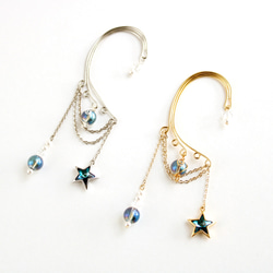 百慕大藍星和 Aqua Aura Planet 耳鉤（銀色） 第5張的照片