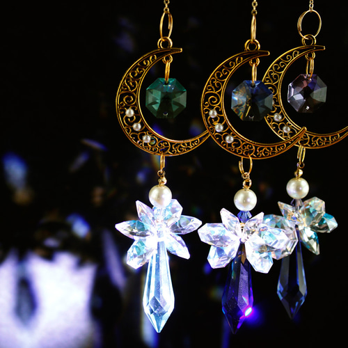 サンキャッチャー♡ハンドメイド「お日様とお月様とお星様♡」 サンキャッチャー♡ハンドメイド「お日様とお月様とお星様♡」