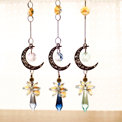 一点もの希少クリスタル使用☆三日月と天使のサンキャッチャー（高級