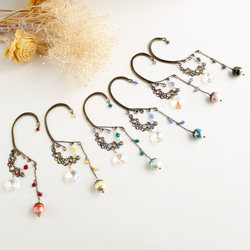 明鏡のイヤーフック (Swarovski crystal使用）☆ 赤 5枚目の画像