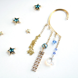 流星のイヤーフック (Swarovski crystal使用）【一点もの】 2枚目の画像