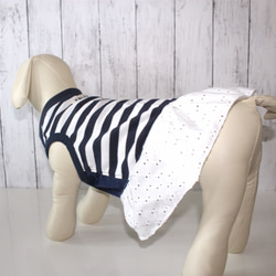メッシュ 犬服 防虫 夏 服 クール タンクトップ ネイビー スカート イタグレ コーギー ダックス フレブル ペット 5枚目の画像