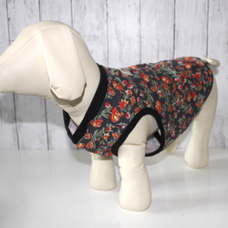犬服 花柄 黒 袖なし チワワ ミニピン イタグレ コーギー パピー 小型犬 中型犬 ドッグウェア ハロウィン 6枚目の画像