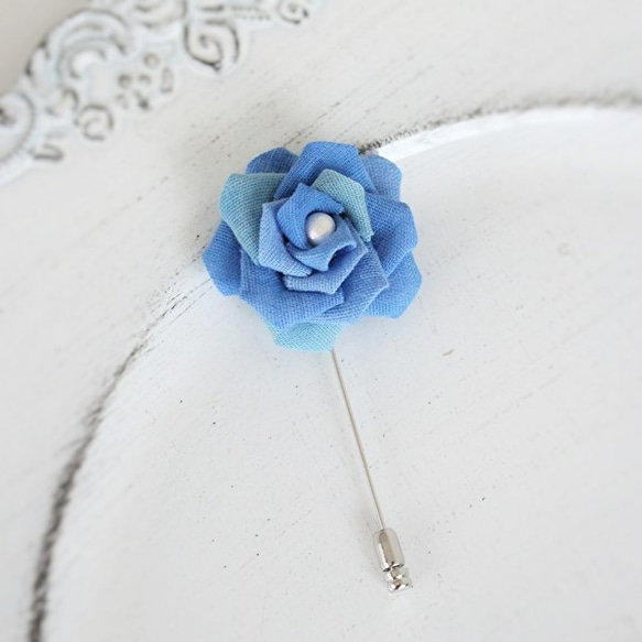 277 ミニバラ✴パールブルー✴ちょうちょ✴レジンヘアゴムキーホルダー
