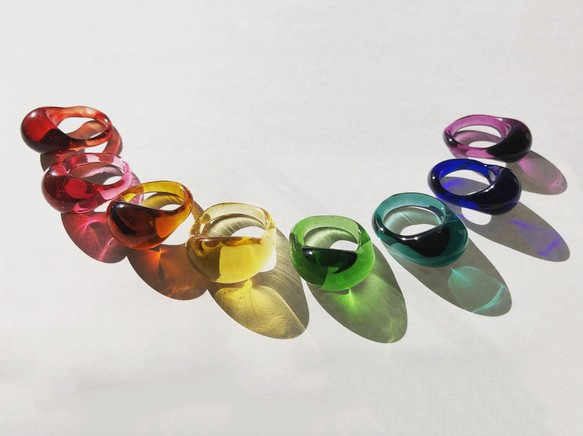 Colors ring　ガラス指輪　【グリーン】 2枚目の画像