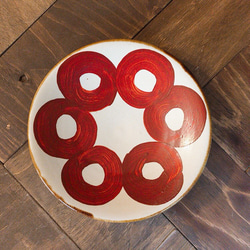 壺屋焼 幸陶器 『赤まる』6寸皿 やちむん 中皿 幸陶器 通販 12061519