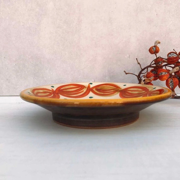 壺屋焼 幸陶器 『サンニン（月桃）の実』5寸皿　やちむん 2枚目の画像