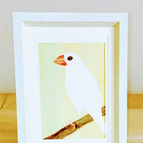 枝にとまる文鳥（原画） 絵画 藤井園子 通販 12376984｜Creema