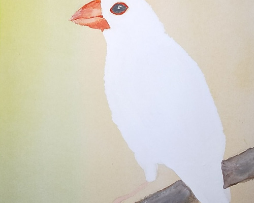 枝にとまる文鳥（原画） 絵画 藤井園子 通販 12376984｜Creema