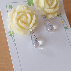 【ハンドメイド】薔薇ピアス 黄色 3枚目の画像