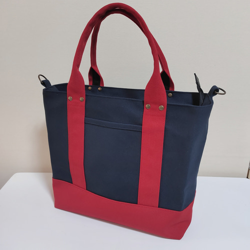 【美品】DECEMBERAY トートバッグ ネイビー/レッド 美品】DECEMBERAY トートバッグ ネイビー/レッド 美品】DECEMBERAY